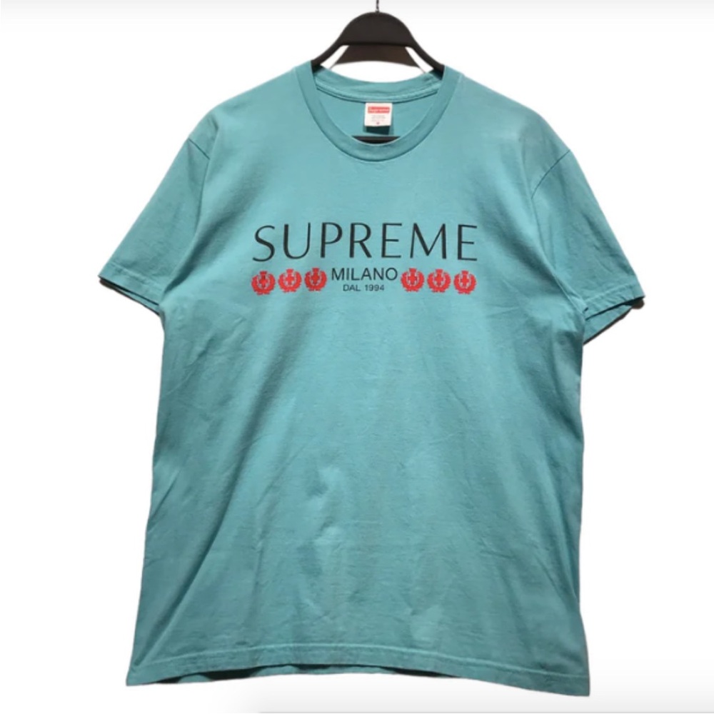 Supreme Milano Italy S/S 2021 Box Logo Cotton T Shirt Medium Light Teal 🌊 real